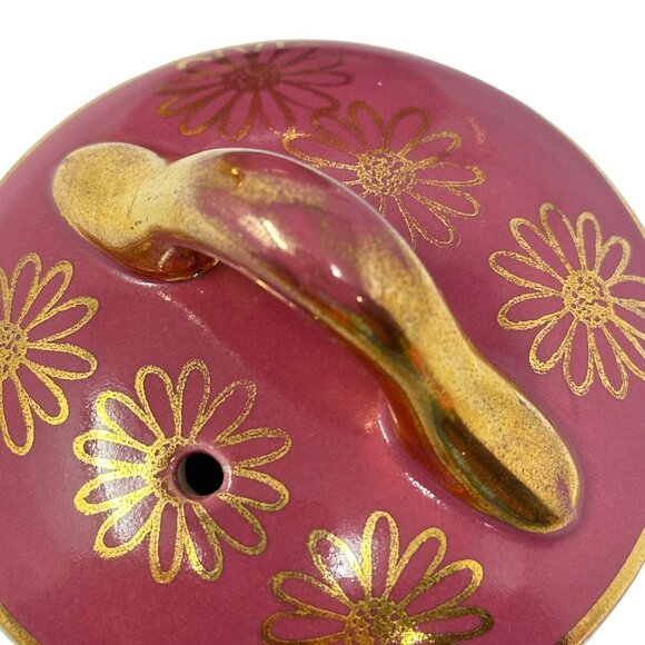 Vintage Hall 12-Cup Pink & Gold Floral Teapot 054 GL READ - Picture 13 of 13